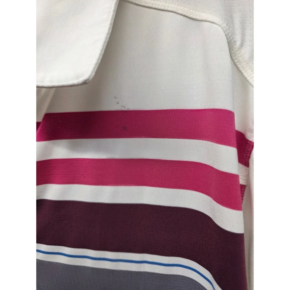 Nike Golf‎ Tour Performance Dri-Fit Striped Polo Shirt Mens Medium White Multi